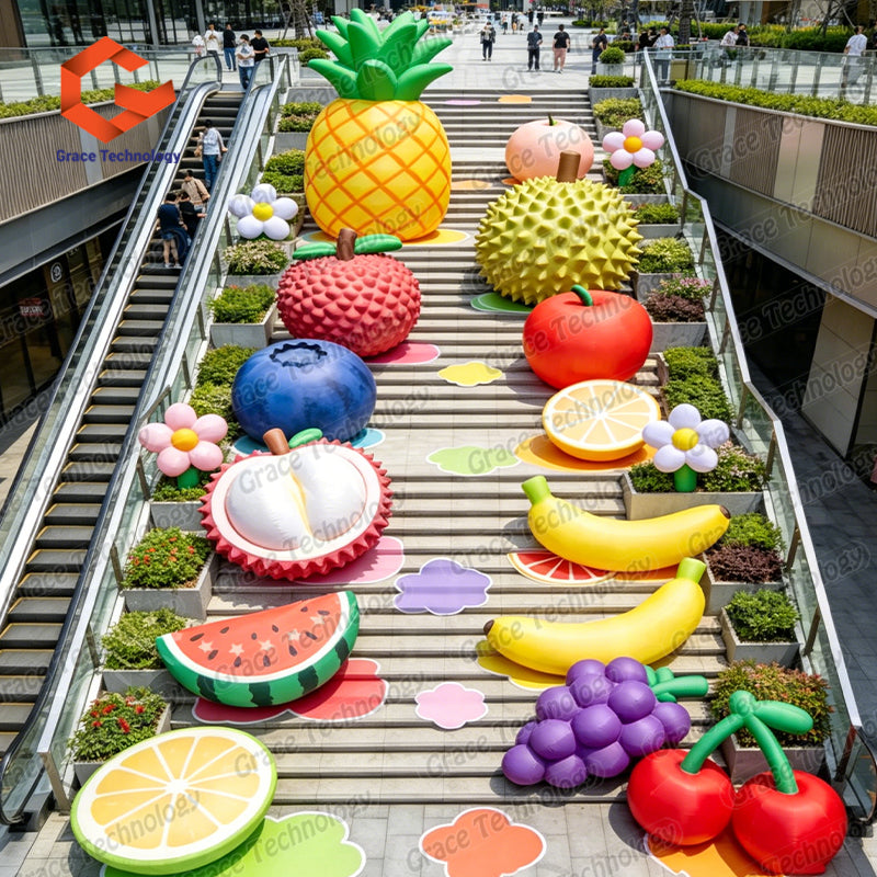 Customized Outdoor Fruit Sculptures with Resin Peach Watermelon Pumpkin Eggplant Corn Statues and Vegetable Themes