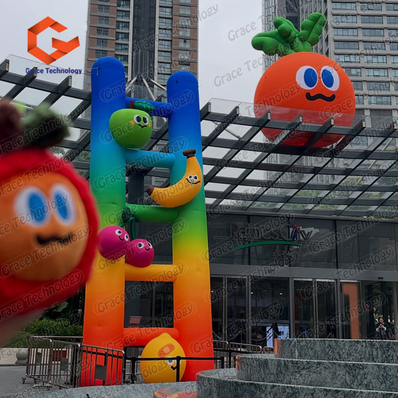 LED Lighting Inflatable Ladder Model Colorful Cartoon Fruit Inflatable Climbing Ladders for Shopping Mall Advertising Exhibition