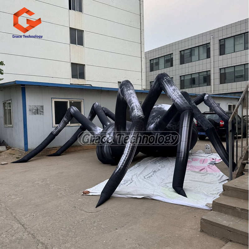 Black and Gray Decorative Inflatable Spiders, Inflatable Spider Balloon for Halloween