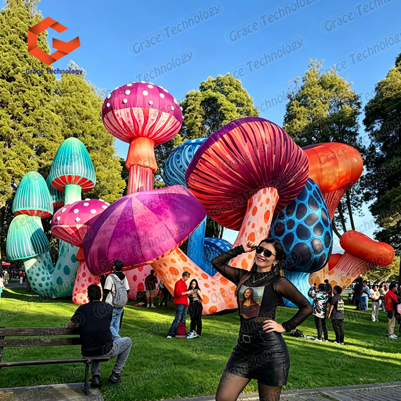 Alice in Wonderland Inflatable Mushrooms Colorful Inflatable Flower Inflatable Mushroom