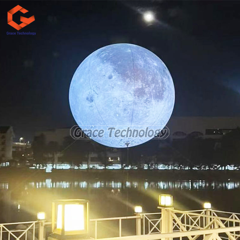 Giant Inflatable Moon Balloon PVC Airtight Planet Balloon for Event Party Stage Show