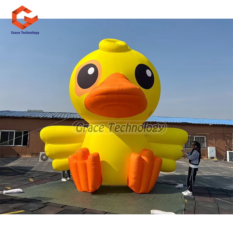 Giant Inflatable Rubber Ducks LED Lighting Lovely Yellow Duck Inflatable Animals Mascot for Decorations