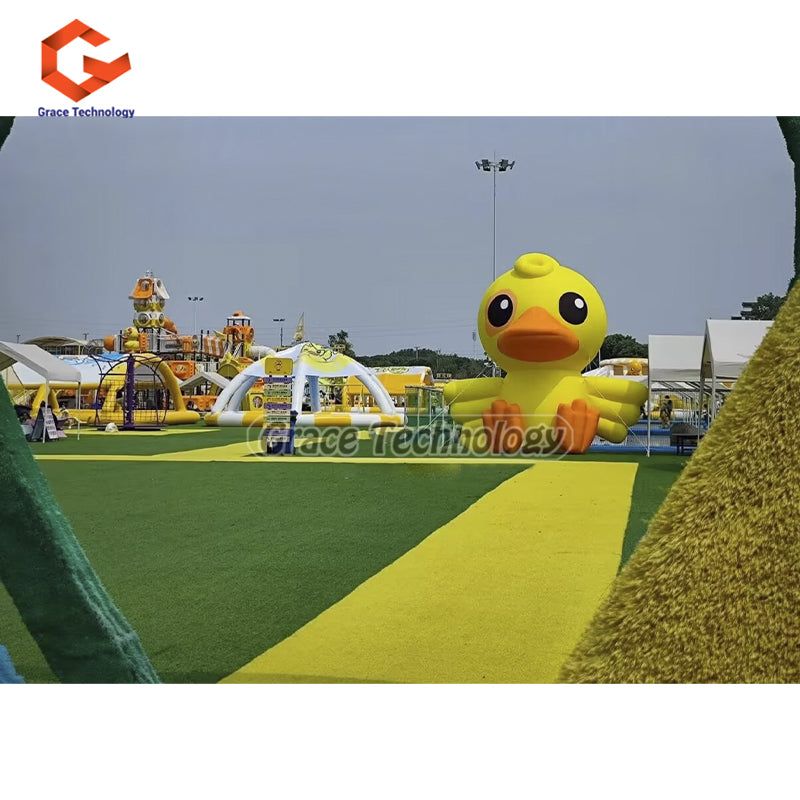 Giant Inflatable Rubber Ducks LED Lighting Lovely Yellow Duck Inflatable Animals Mascot for Decorations