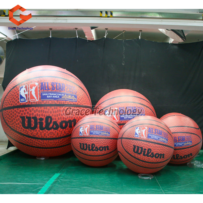Sports Events Inflatable Basketball Replicas with Logo Printed Decoration Spheres