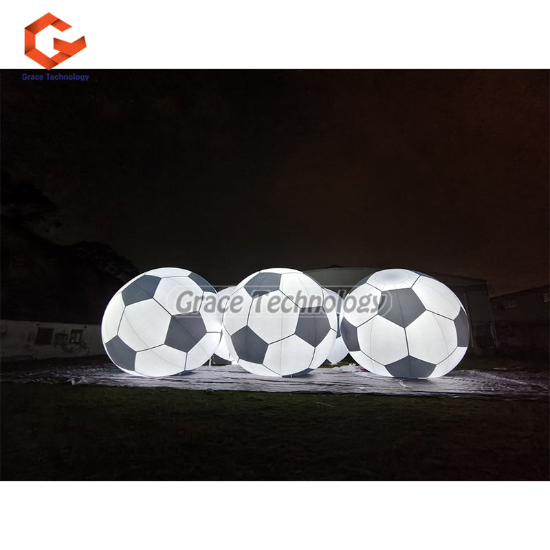 8m Giant Inflatable Football Replicas LED Lighted Inflatable Soccer Football for Flying