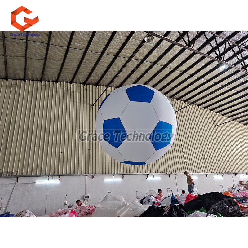 8m Giant Inflatable Football Replicas LED Lighted Inflatable Soccer Football for Flying