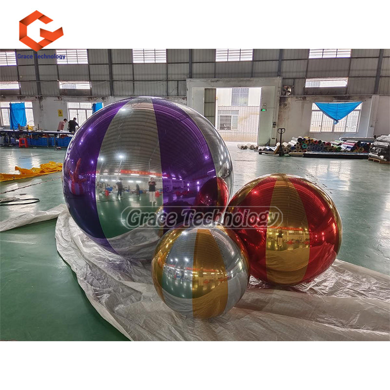 Colorful Inflatable Mirror Balls Stage Decorations Big Shiny Balls Inflatable Spheres