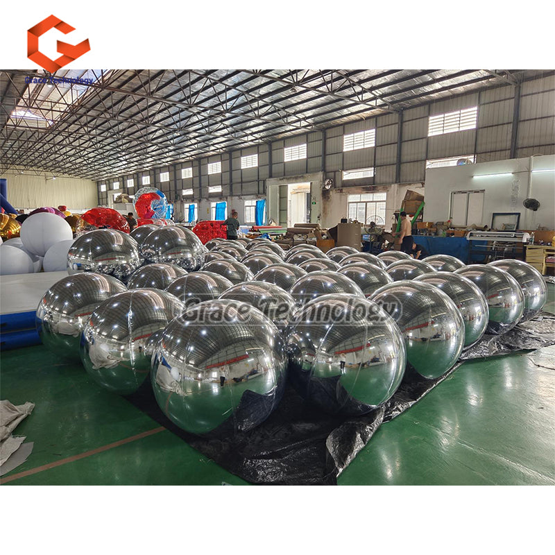 Silver Inflatable Mirror Balls Hanging Inflatable Metallic Spheres Mirror Balloon