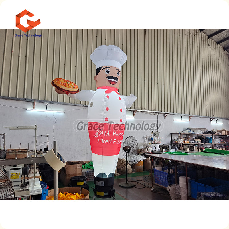 Chef Inflatable Air Dancer Custom Inflatable Chef Wave Hand Air Man Tubes with LED Lights for Advertising
