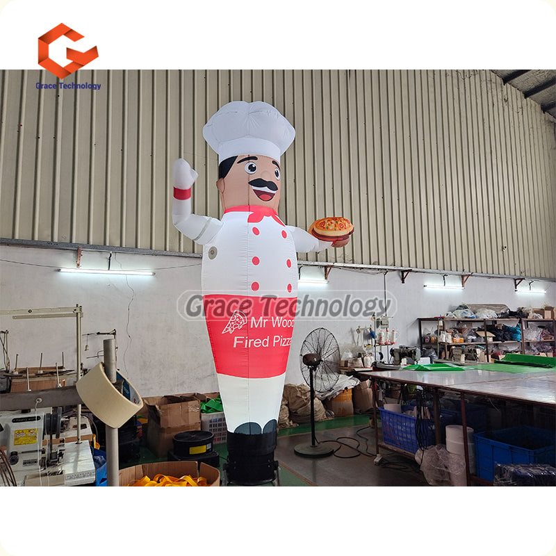 Chef Inflatable Air Dancer Custom Inflatable Chef Wave Hand Air Man Tubes with LED Lights for Advertising