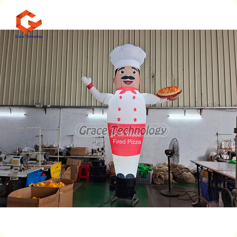 Chef Inflatable Air Dancer Custom Inflatable Chef Wave Hand Air Man Tubes with LED Lights for Advertising