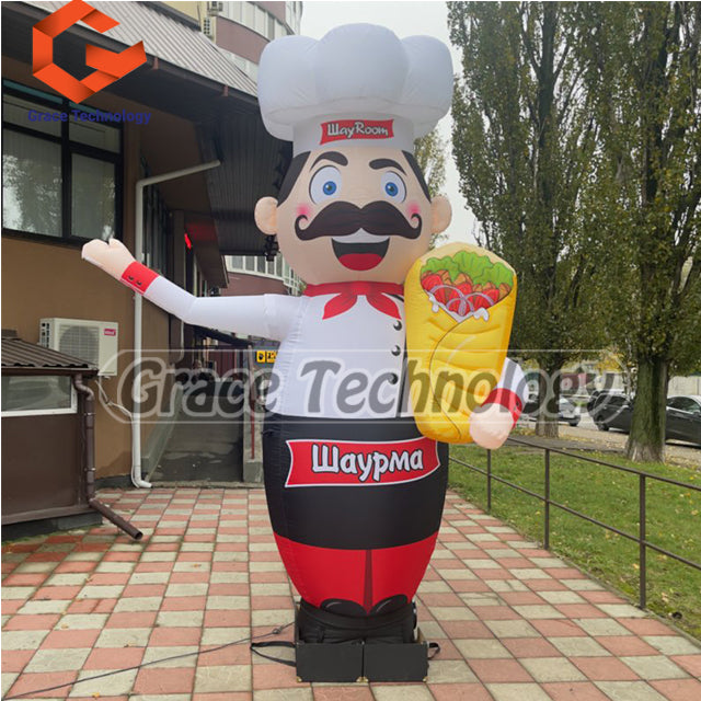 10ft Chef Inflatable Air Dancer Advertising Inflatable Sky Dancer with Wave Hands for Restaurants