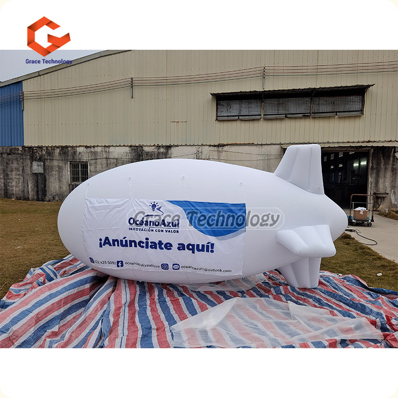 Helium Flying Inflatable Blimp Balloon with LED Lights and Banners for Advertising
