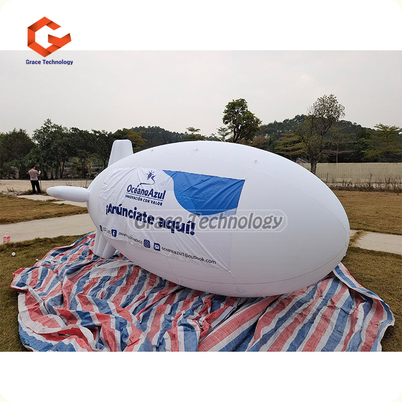 Helium Flying Inflatable Blimp Balloon with LED Lights and Banners for Advertising