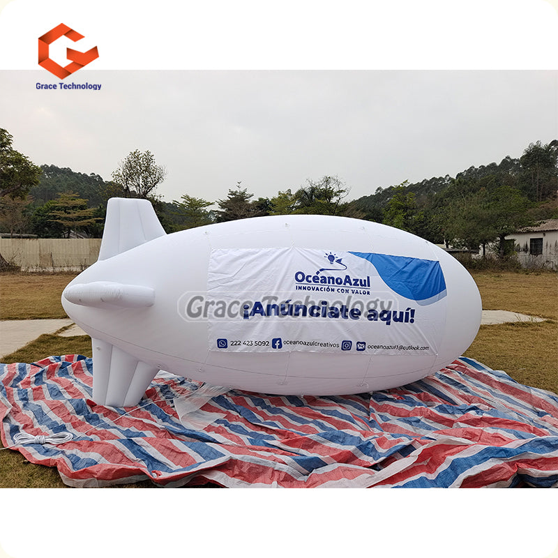 Helium Flying Inflatable Blimp Balloon with LED Lights and Banners for Advertising