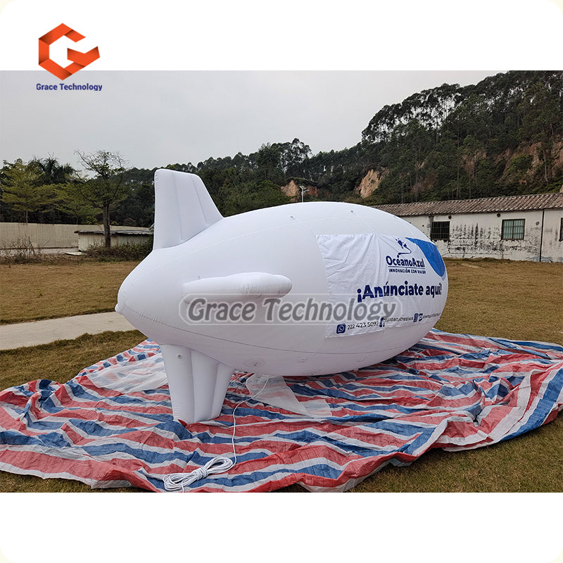 Helium Flying Inflatable Blimp Balloon with LED Lights and Banners for Advertising