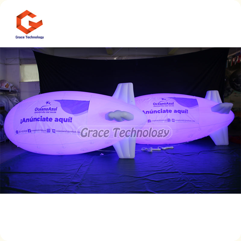 Helium Flying Inflatable Blimp Balloon with LED Lights and Banners for Advertising