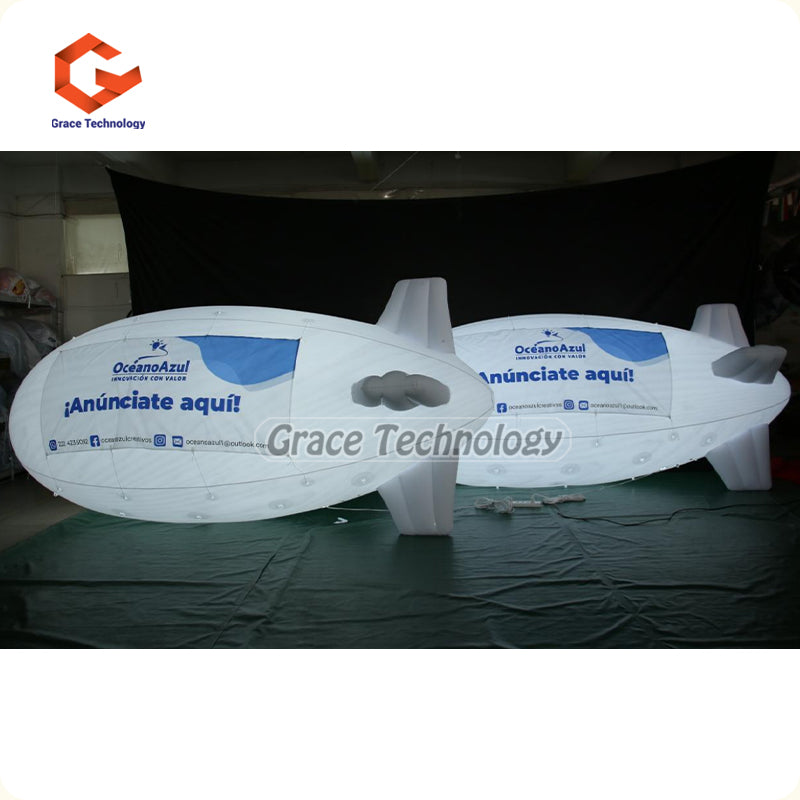 Helium Flying Inflatable Blimp Balloon with LED Lights and Banners for Advertising