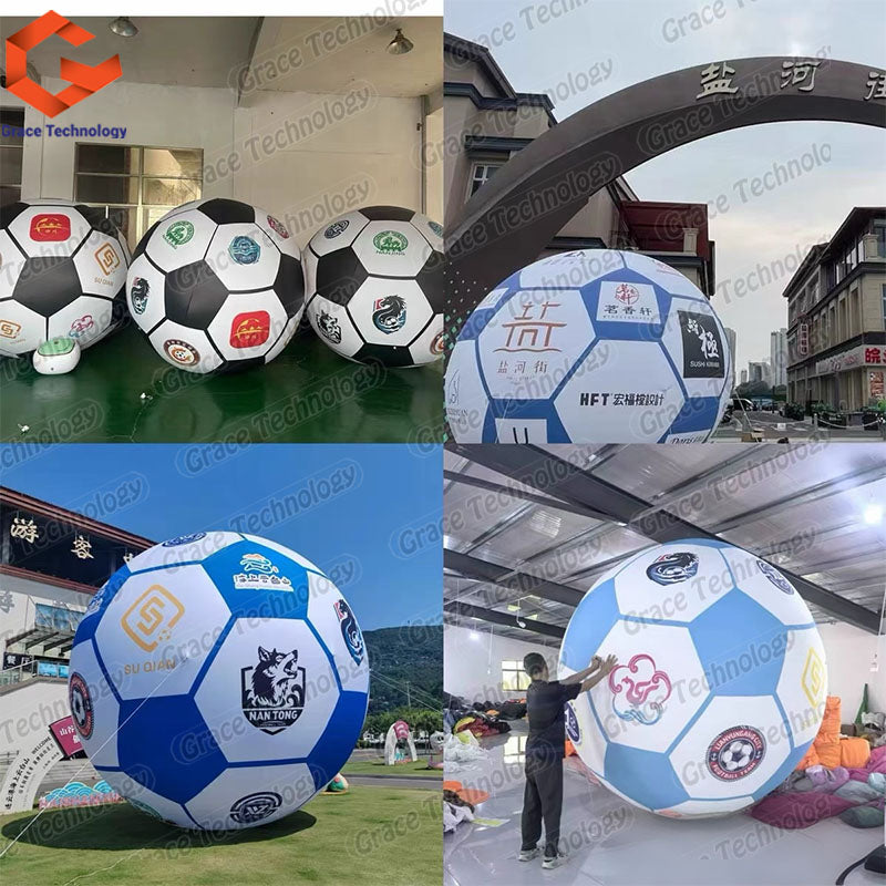 3Mh Giant Inflatable Rugby Football Ball Model with Base Sports Events Advertising Durable Oxford Material Includes Air Blower