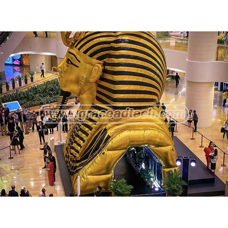 Huge Inflatable Bust of Ancient Egyptian King Tutankhamun on Display