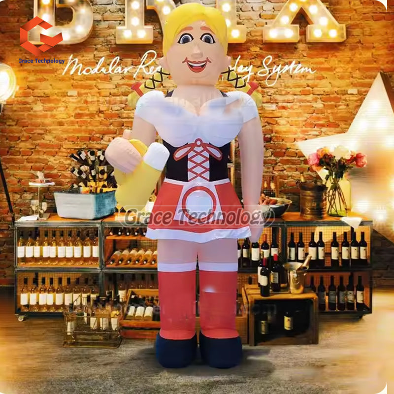 Outdoor Inflatable Waitress Girl Holland Cartoon for Advertising