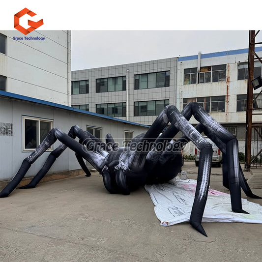 Black and Gray Decorative Inflatable Spiders, Inflatable Spider Balloon for Halloween