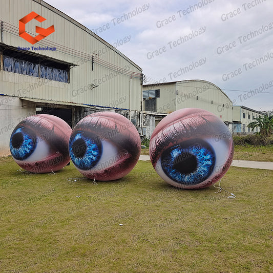 Halloween Hanging Inflatable Eye Model Balloon Giant Inflatable Eyeball with LED Lighting for Stage Props