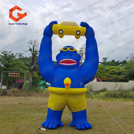 Foreign Stage Inflatable Gorilla Mascot Inflatable Large Blue Gorilla Cartoon Model for Advertising