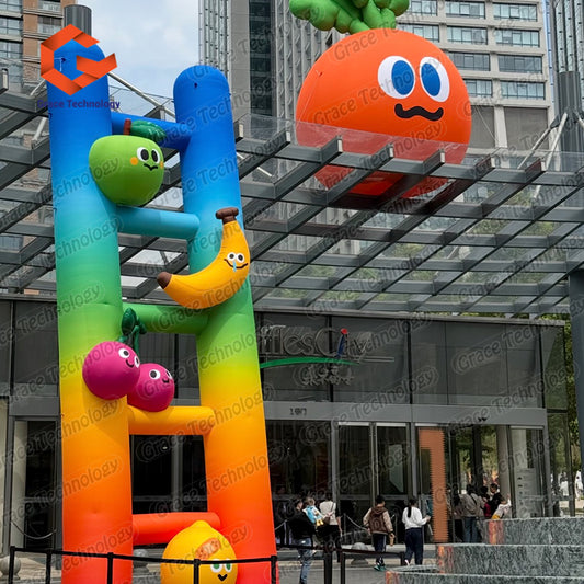 LED Lighting Inflatable Ladder Model Colorful Cartoon Fruit Inflatable Climbing Ladders for Shopping Mall Advertising Exhibition