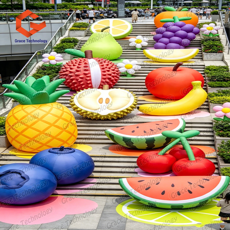 Customized Outdoor Fruit Sculptures with Resin Peach Watermelon Pumpkin Eggplant Corn Statues and Vegetable Themes