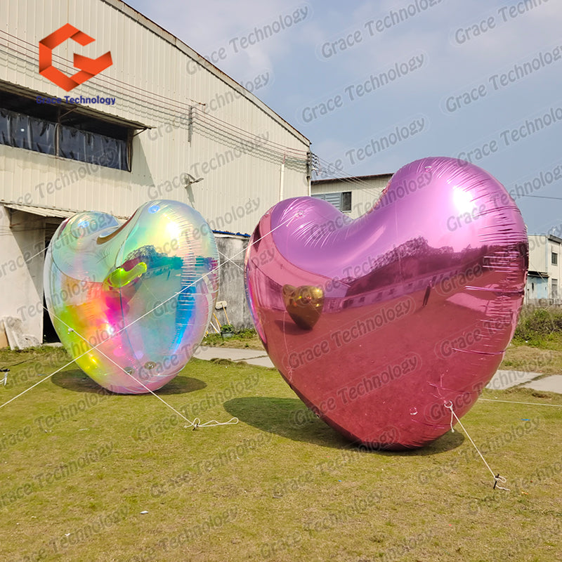 Giant Heart Shape Inflatable Mirror Balls High Quality Inflatable Mirror Disco Ball for Valentine's Day