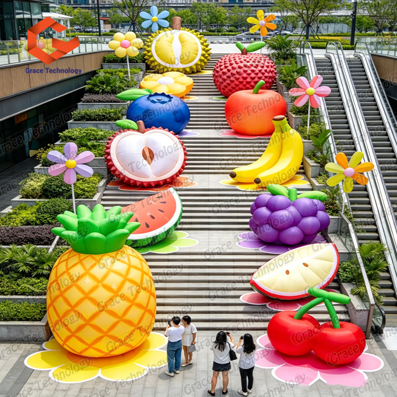 Customized Outdoor Fruit Sculptures with Resin Peach Watermelon Pumpkin Eggplant Corn Statues and Vegetable Themes