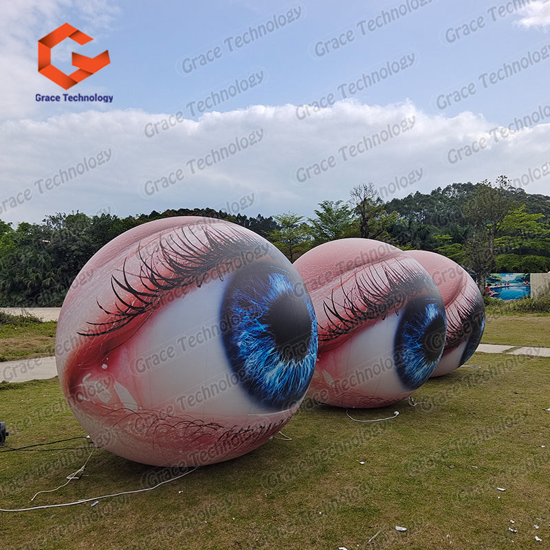 Halloween Hanging Inflatable Eye Model Balloon Giant Inflatable Eyeball with LED Lighting for Stage Props