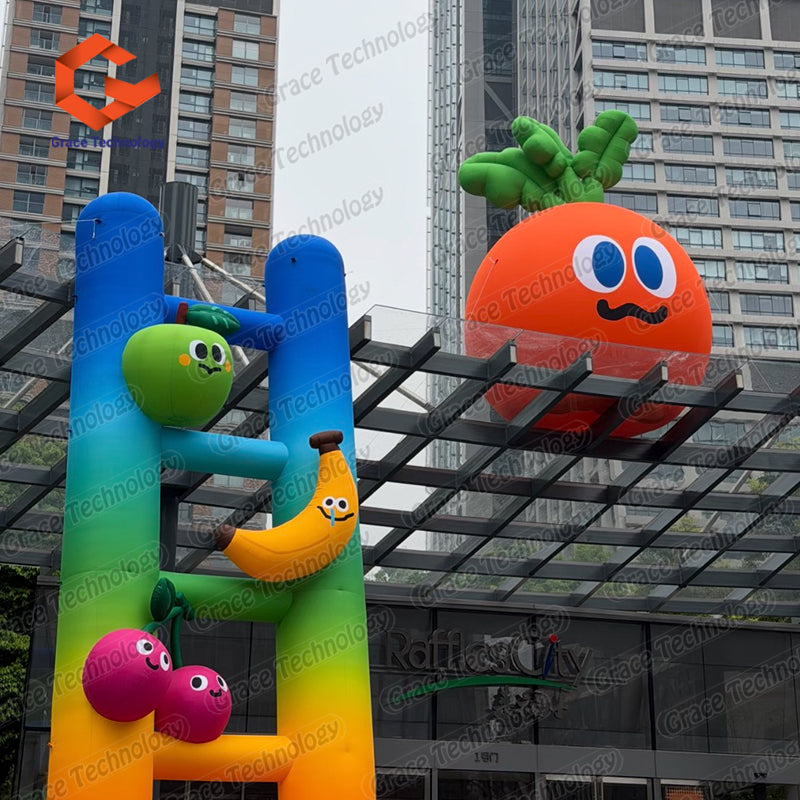 LED Lighting Inflatable Ladder Model Colorful Cartoon Fruit Inflatable Climbing Ladders for Shopping Mall Advertising Exhibition