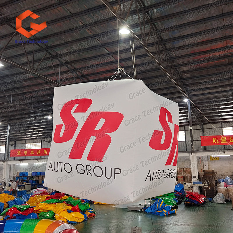 Hanging Inflatable Cube with Custom Logo Printing Advertising Inflatable Cube Model for Sale