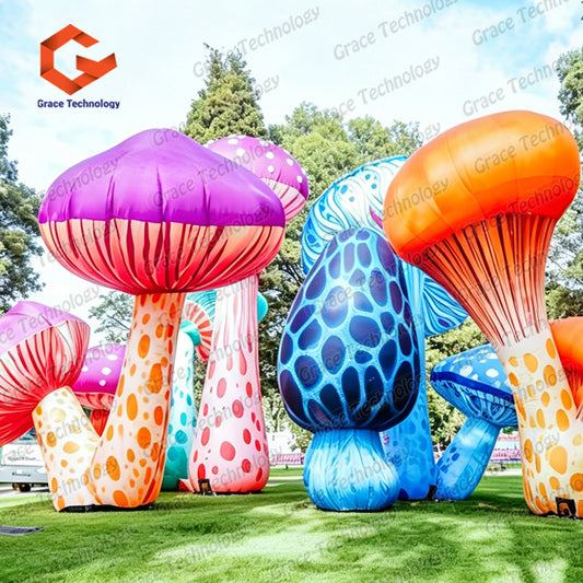 Giant Advertising Inflatable Mushroom for Event Decor Colorful Outdoor Mushroom Decorations