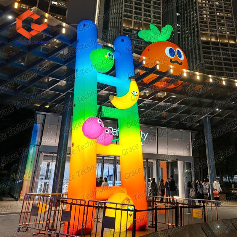 LED Lighting Inflatable Ladder Model Colorful Cartoon Fruit Inflatable Climbing Ladders for Shopping Mall Advertising Exhibition