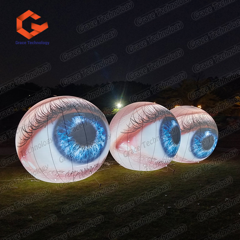 Halloween Hanging Inflatable Eye Model Balloon Giant Inflatable Eyeball with LED Lighting for Stage Props