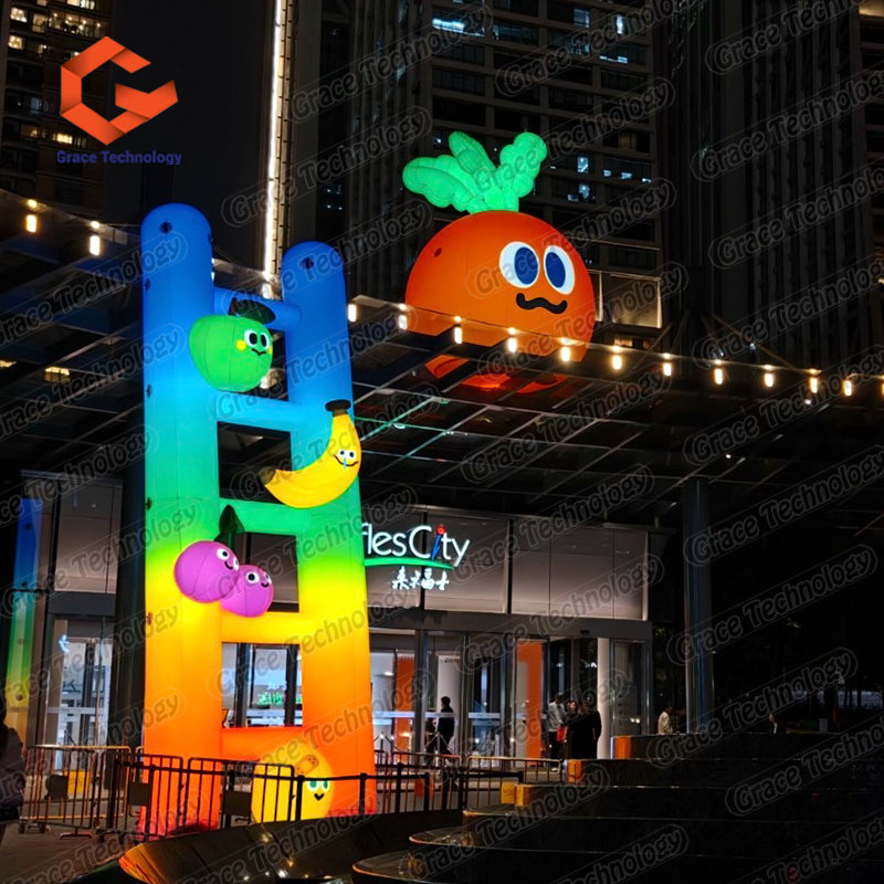LED Lighting Inflatable Ladder Model Colorful Cartoon Fruit Inflatable Climbing Ladders for Shopping Mall Advertising Exhibition