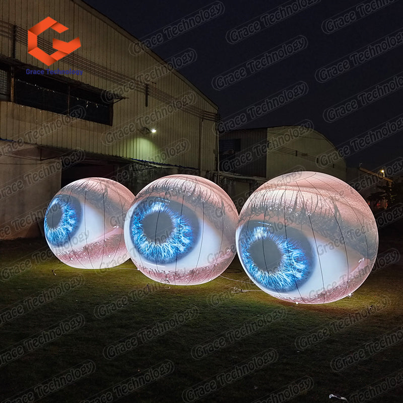Halloween Hanging Inflatable Eye Model Balloon Giant Inflatable Eyeball with LED Lighting for Stage Props