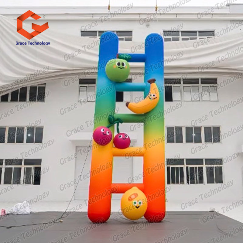 LED Lighting Inflatable Ladder Model Colorful Cartoon Fruit Inflatable Climbing Ladders for Shopping Mall Advertising Exhibition
