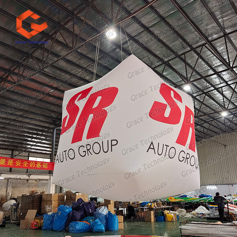Hanging Inflatable Cube with Custom Logo Printing Advertising Inflatable Cube Model for Sale