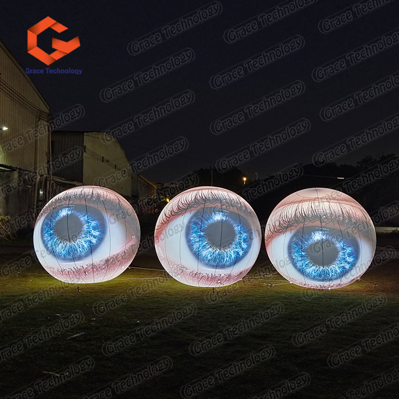 Halloween Hanging Inflatable Eye Model Balloon Giant Inflatable Eyeball with LED Lighting for Stage Props
