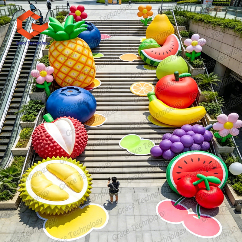 Customized Outdoor Fruit Sculptures with Resin Peach Watermelon Pumpkin Eggplant Corn Statues and Vegetable Themes