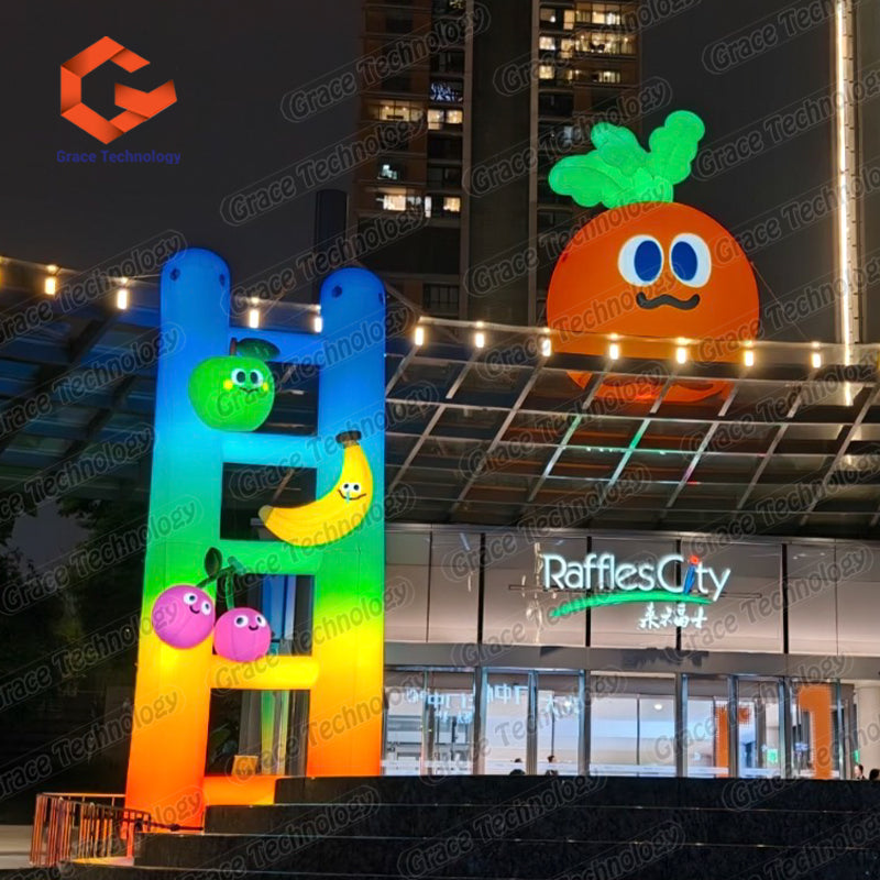LED Lighting Inflatable Ladder Model Colorful Cartoon Fruit Inflatable Climbing Ladders for Shopping Mall Advertising Exhibition