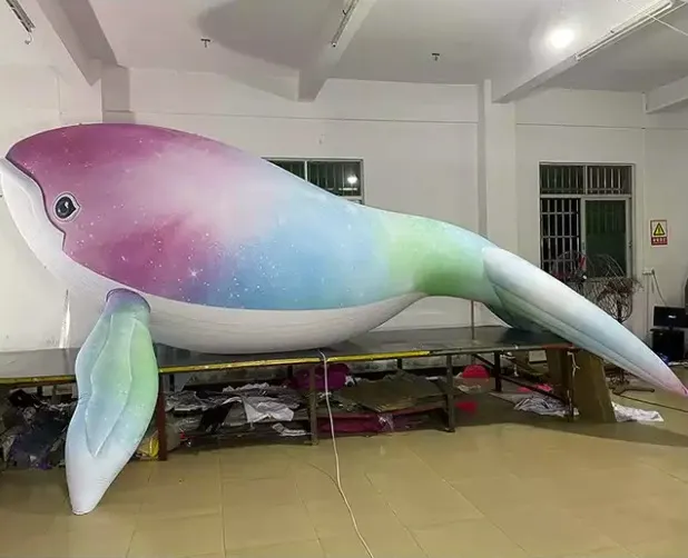 Mall Advertising Inflatable Lighting Whale Marine Model for Seaside Party Decoration