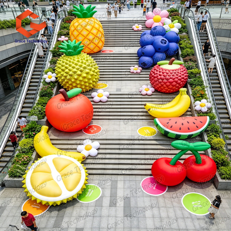 Customized Outdoor Fruit Sculptures with Resin Peach Watermelon Pumpkin Eggplant Corn Statues and Vegetable Themes