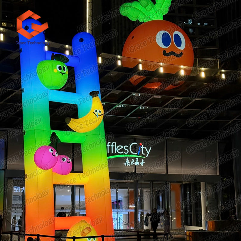 LED Lighting Inflatable Ladder Model Colorful Cartoon Fruit Inflatable Climbing Ladders for Shopping Mall Advertising Exhibition