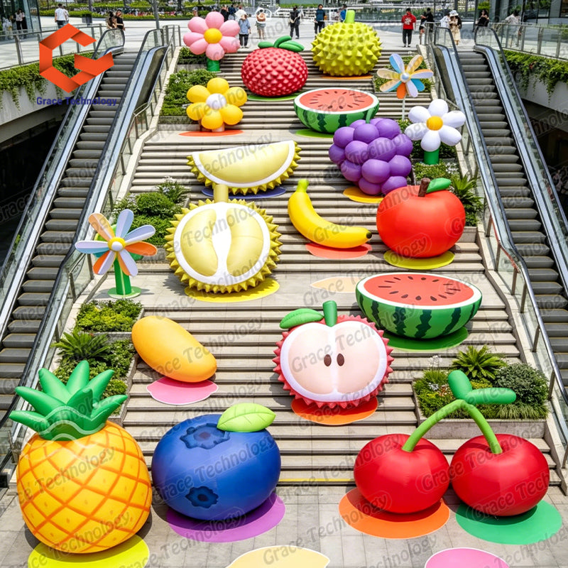 Customized Outdoor Fruit Sculptures with Resin Peach Watermelon Pumpkin Eggplant Corn Statues and Vegetable Themes
