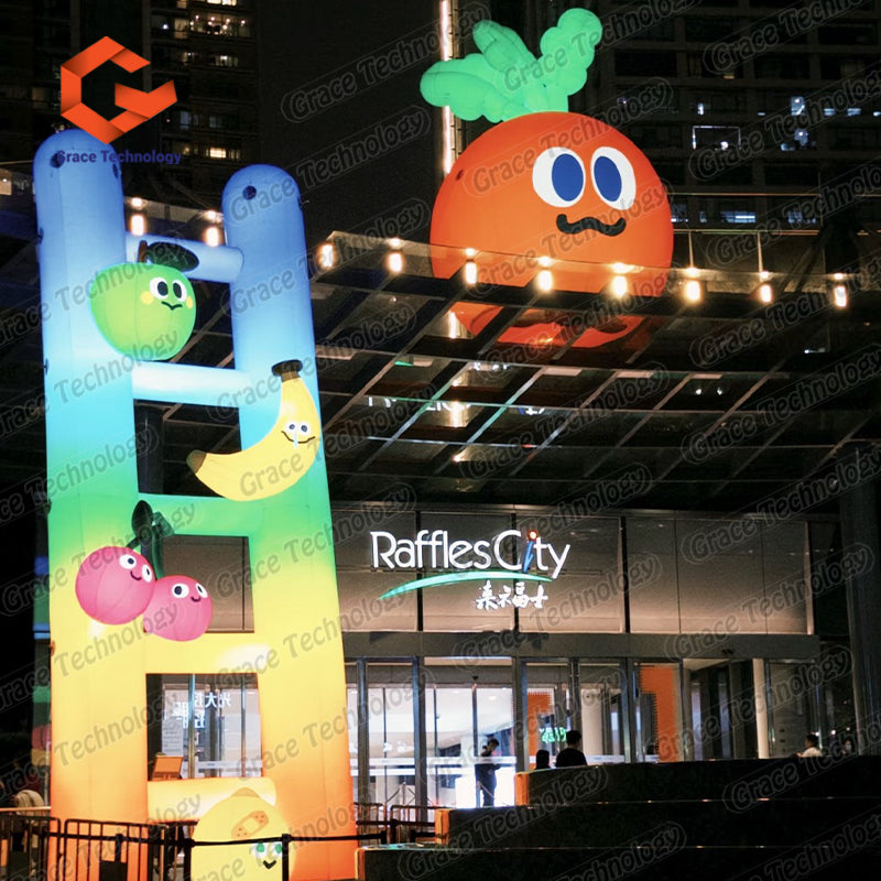 LED Lighting Inflatable Ladder Model Colorful Cartoon Fruit Inflatable Climbing Ladders for Shopping Mall Advertising Exhibition